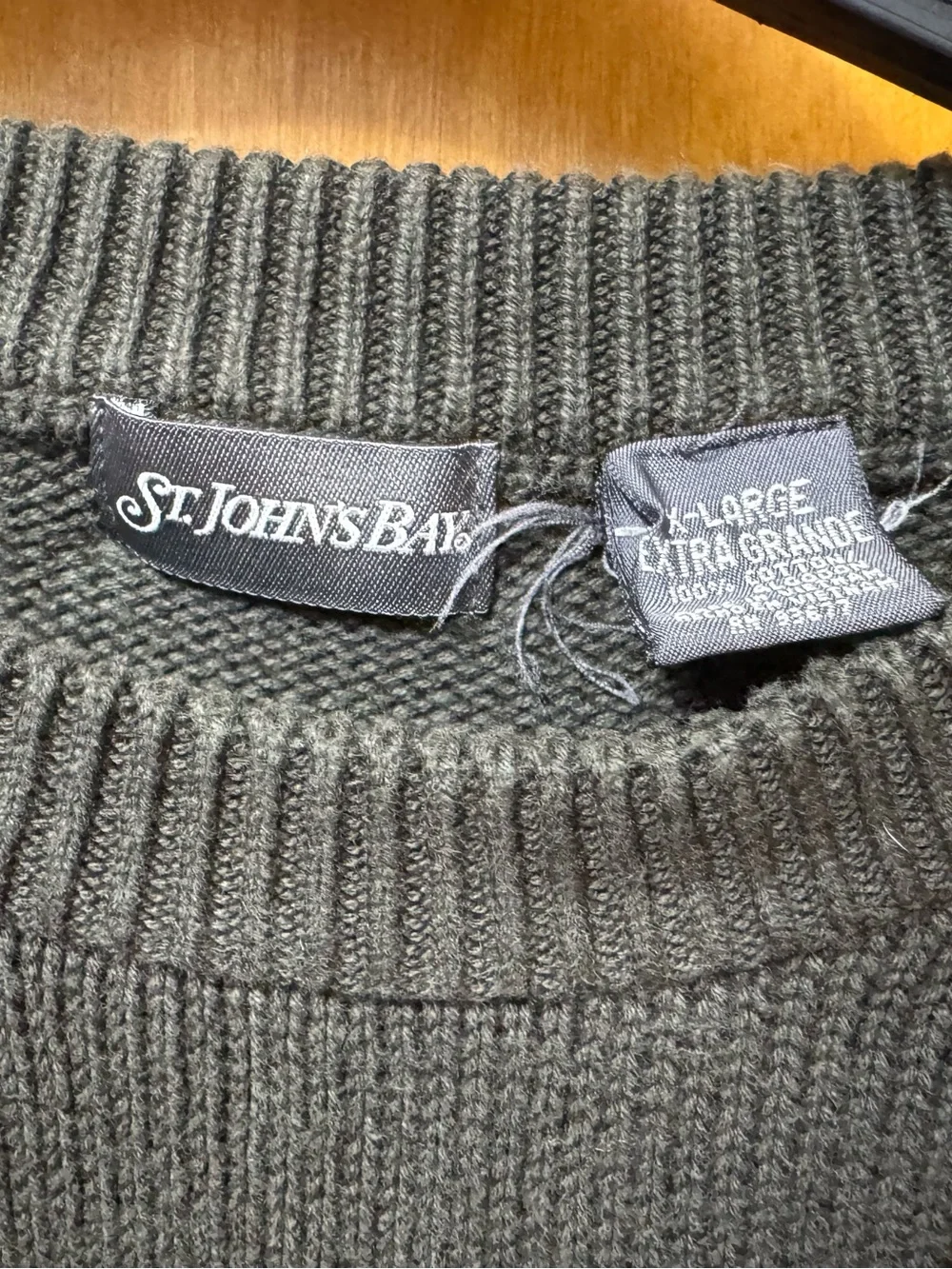 St. John's Bay Olive Cable Knit Crewneck Sweater